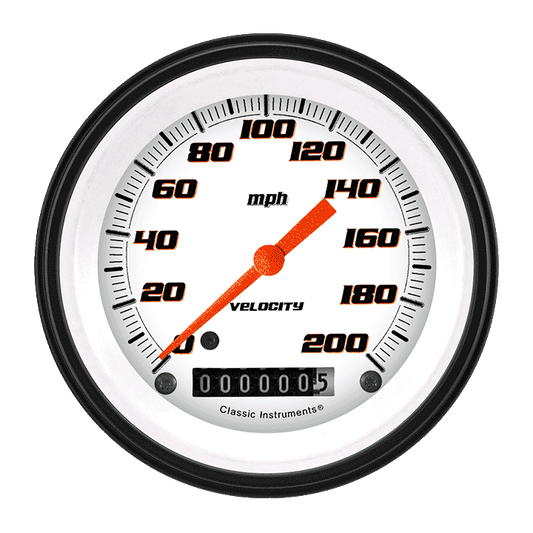 Classic Instruments VS57WBLF Velocity White - Speedometer Gauge 3-3/8"