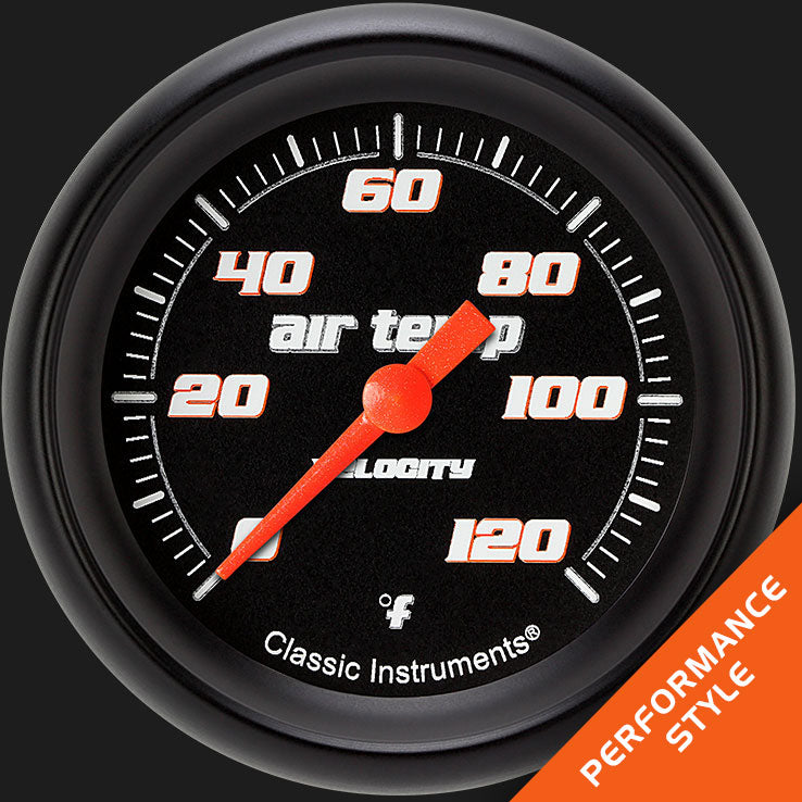 Classic Instruments VS399BBPF Velocity Black 2 5/8" Outside Air Temp. Gauge