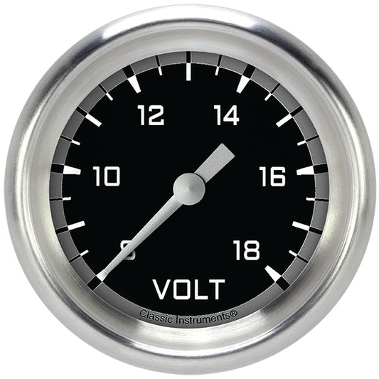 Classic Instruments AX330GAPF Autocross Gray 2 5/8" Voltage Gauge