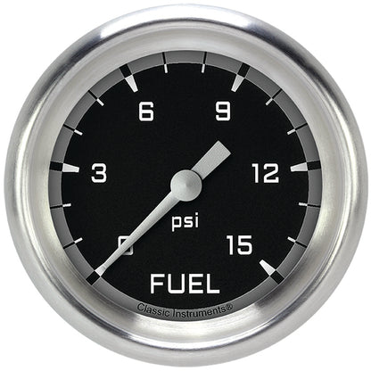 Classic Instruments AX345GAPF Autocross Gray 2 5/8" Fuel Pressure Gauge, 15 ps