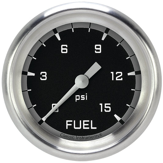 Classic Instruments AX345GAPF Autocross Gray 2 5/8" Fuel Pressure Gauge, 15 ps