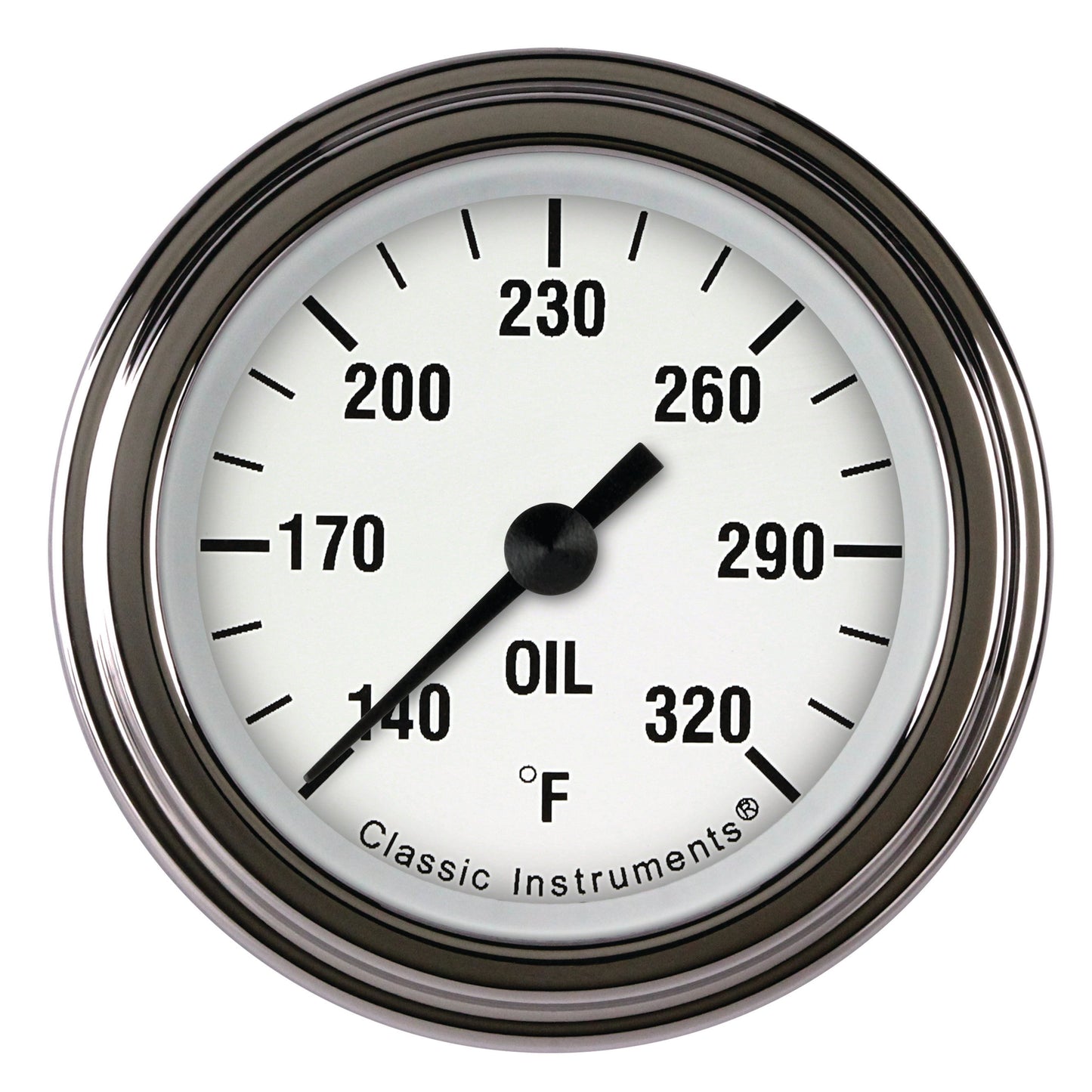 Classic Instruments WH128SLF White Hot - Oil Temp Gauge Full Sweep 2-1/8"
