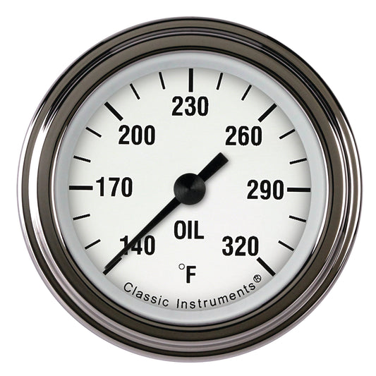 Classic Instruments WH128SLF White Hot - Oil Temp Gauge Full Sweep 2-1/8"