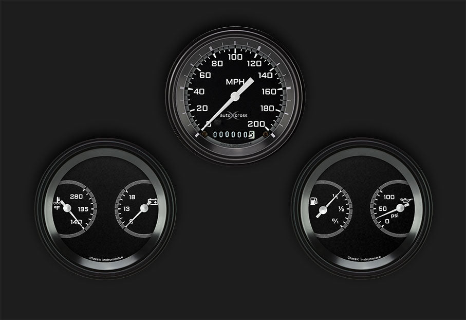 Classic Instruments AX04GBLF AutoCross Gray Three Gauge Set