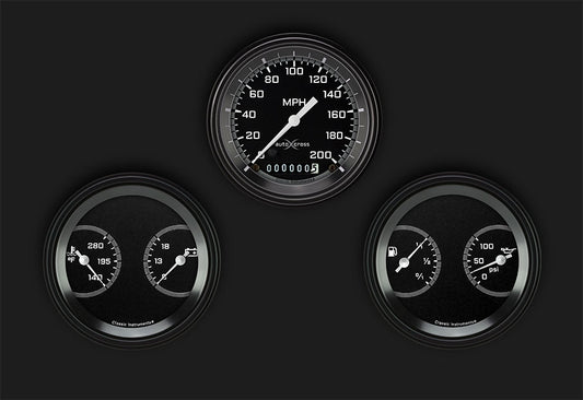 Classic Instruments AX04GBLF AutoCross Gray Three Gauge Set