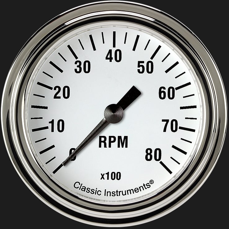 Classic Instruments WH383SLF White Hot 2 5/8" Tachometer