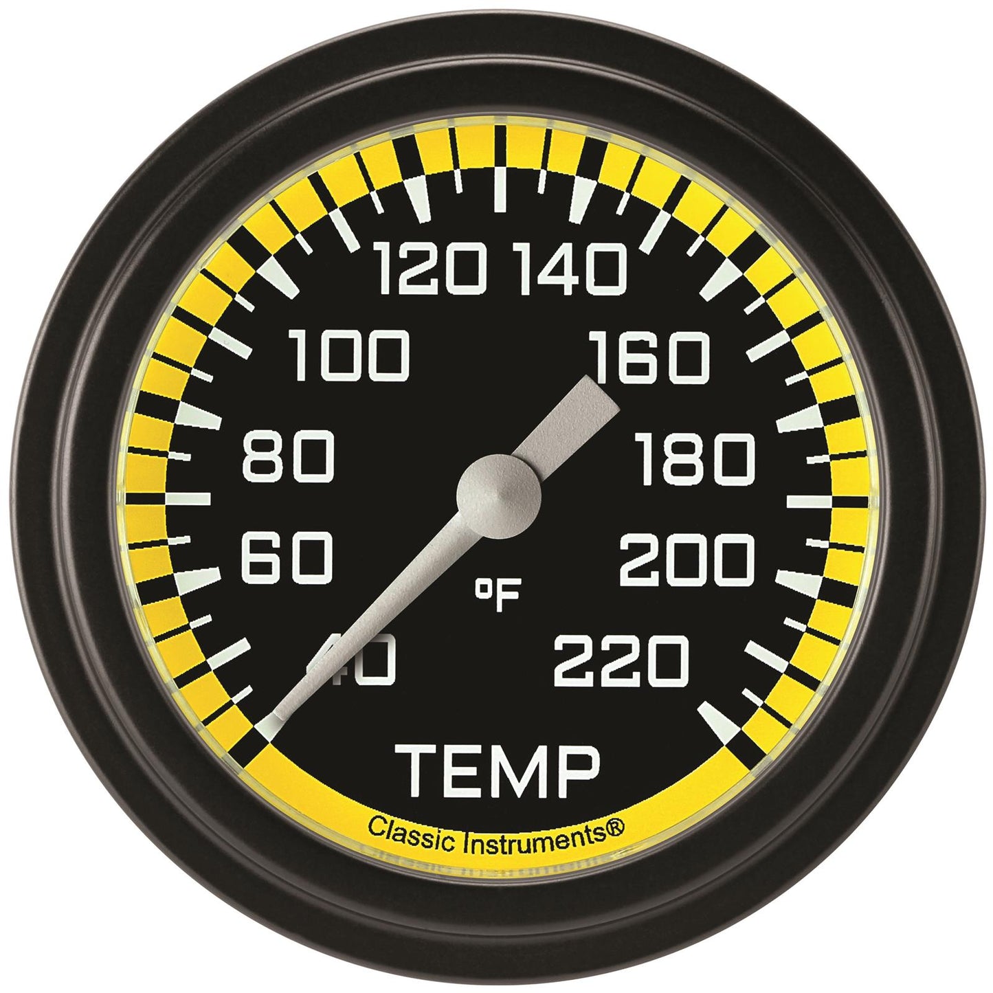 Classic Instruments AX329YBLF Autocross Yellow 2 5/8" Stock Eliminator Temp. Gauge