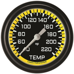 Classic Instruments AX329YBLF Autocross Yellow 2 5/8" Stock Eliminator Temp. Gauge