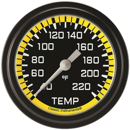 Classic Instruments AX329YBLF Autocross Yellow 2 5/8" Stock Eliminator Temp. Gauge