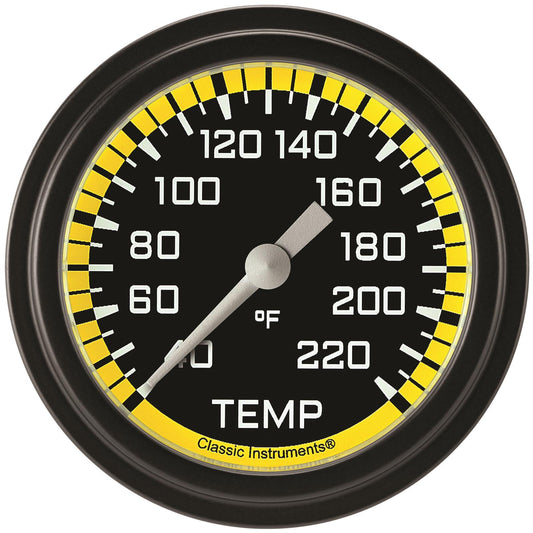 Classic Instruments AX329YBLF Autocross Yellow 2 5/8" Stock Eliminator Temp. Gauge