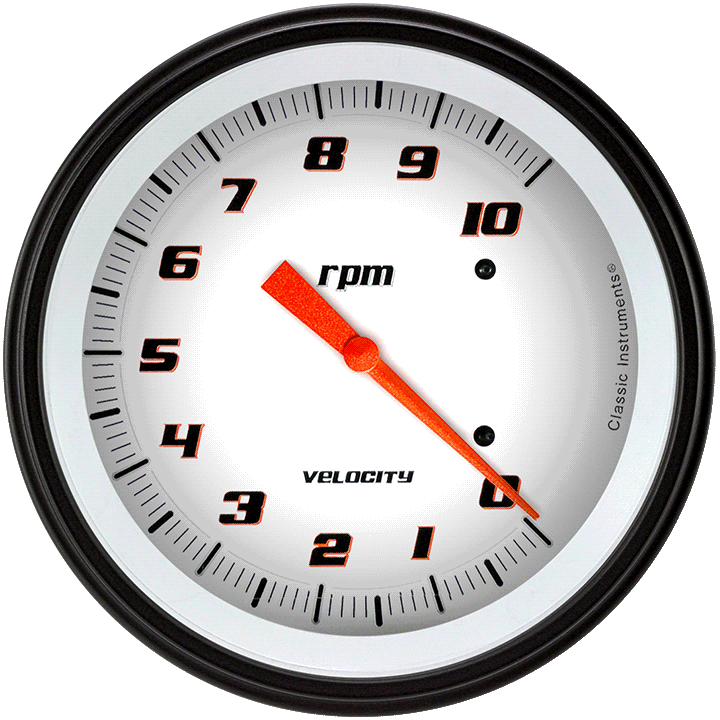 Classic Instruments VS71WBLF Velocity White - Tachometer 8K RPM 4-5/8"