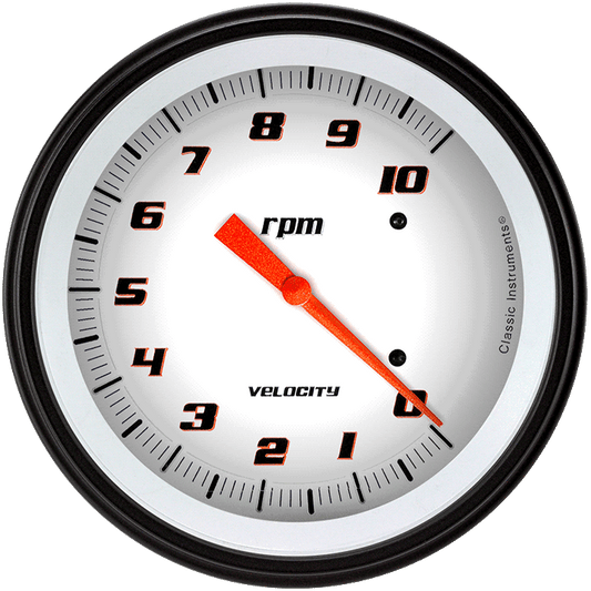 Classic Instruments VS71WBLF Velocity White - Tachometer 8K RPM 4-5/8"