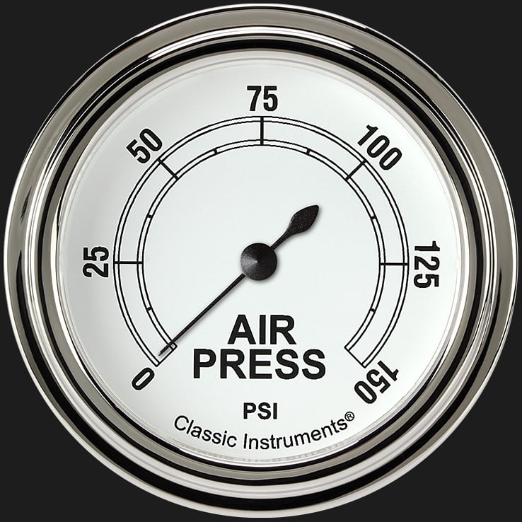 Classic Instruments CW318SLF Classic White 2 5/8" Air Pressure Gauge