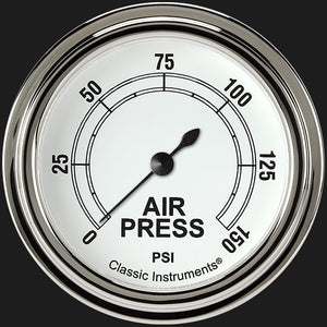 Classic Instruments CW318SLF Classic White 2 5/8" Air Pressure Gauge