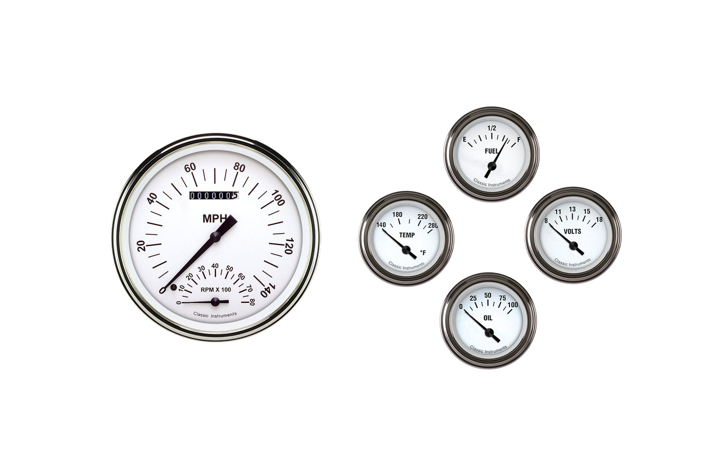 Classic Instruments FT57WH65 Classic Instruments 1957 - 1960 Ford Truck Gauge Set White Hot