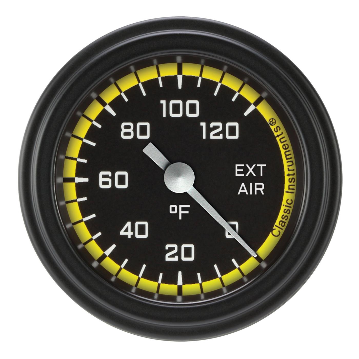 Classic Instruments AX199YBLF Autocross Yellow 2 1/8" External Air Temp. Gauge