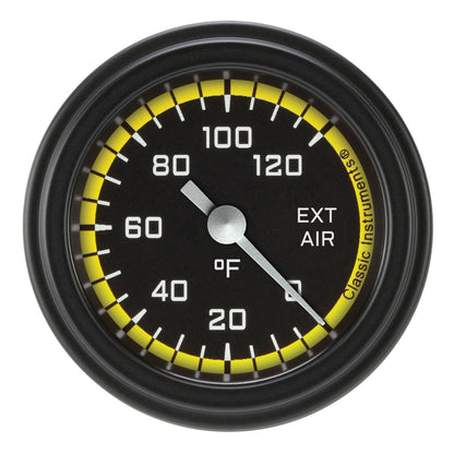Classic Instruments AX199YBLF Autocross Yellow 2 1/8" External Air Temp. Gauge