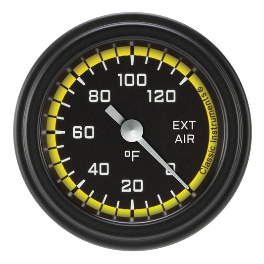 Classic Instruments AX199YBLF Autocross Yellow 2 1/8" External Air Temp. Gauge