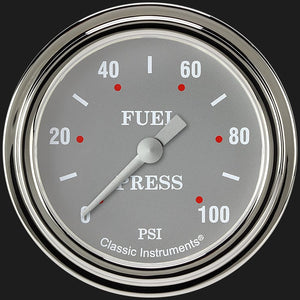 Classic Instruments SG346SLF Silver Gray 2 5/8" Fuel Pressure Gauge, 100 psi