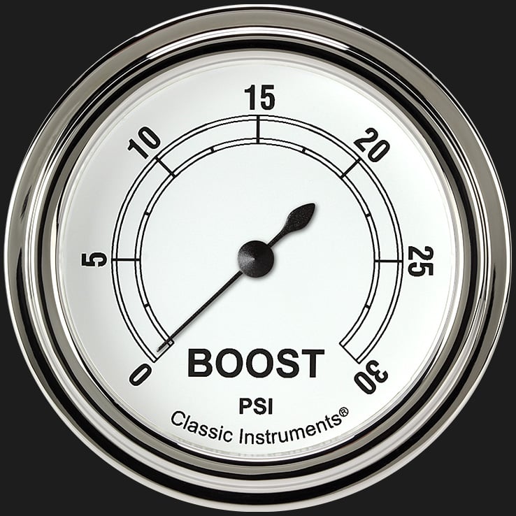 Classic Instruments CW342SLF Classic White 2 5/8" Boost Gauge, 30 psi