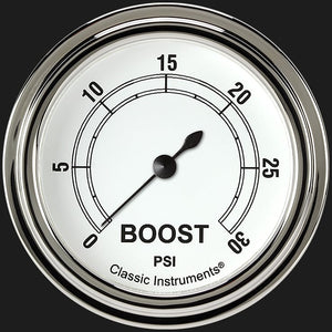 Classic Instruments CW342SLF Classic White 2 5/8" Boost Gauge, 30 psi