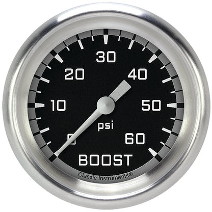 Classic Instruments AX343GAPF Autocross Gray 2 5/8" Boost Gauge, 60 psi