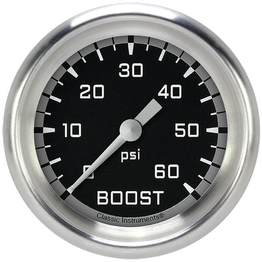 Classic Instruments AX343GAPF Autocross Gray 2 5/8" Boost Gauge, 60 psi