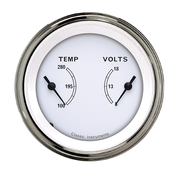 Classic Instruments CW74SLF Classic White - Dual Gauge 3-3/8" Temp & Volt