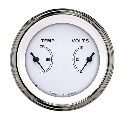 Classic Instruments CW74SLF Classic White - Dual Gauge 3-3/8" Temp & Volt