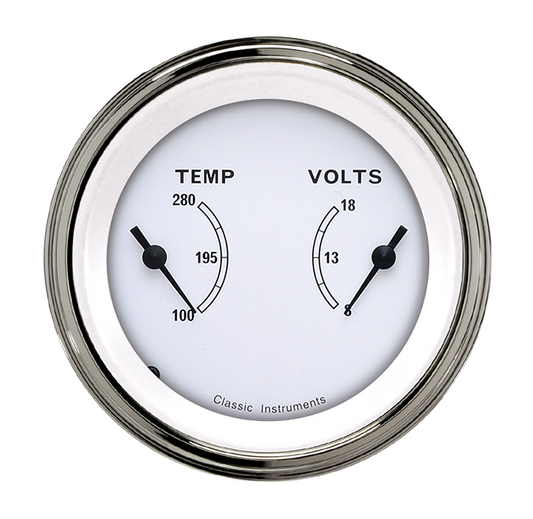 Classic Instruments CW74SLF Classic White - Dual Gauge 3-3/8" Temp & Volt
