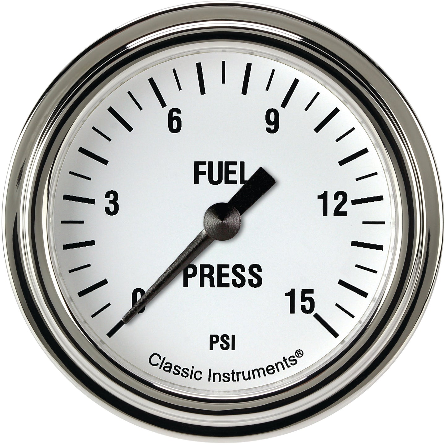 Classic Instruments WH345SLF White Hot 2 5/8" Fuel Pressure Gauge, 15 psi