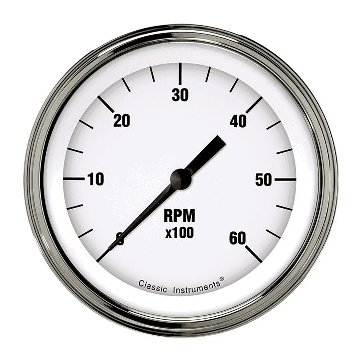 Classic Instruments WH60SLF White Hot - Tachometer 6K RPM 3-3/8"