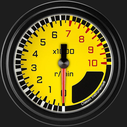 Classic Instruments AX383YBLF AutoCross Yellow 2 5/8" Tachometer