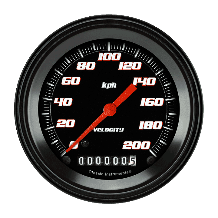 Classic Instruments VS59BBLF Velocity Black - Speedometer Gauge 3-3/8" (stock KPH)