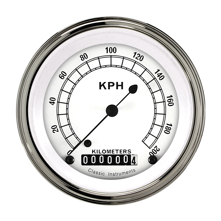Classic Instruments CW59SLF Classic White - Speedometer Gauge 3-3/8" (stock KPH)