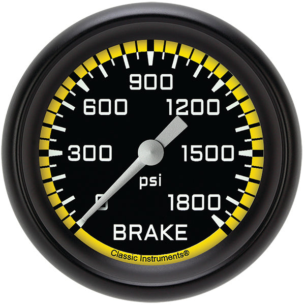 Classic Instruments AX367YBPF Autocross Yellow 2 5/8" Brake Pressure Gauge