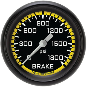 Classic Instruments AX367YBPF Autocross Yellow 2 5/8" Brake Pressure Gauge