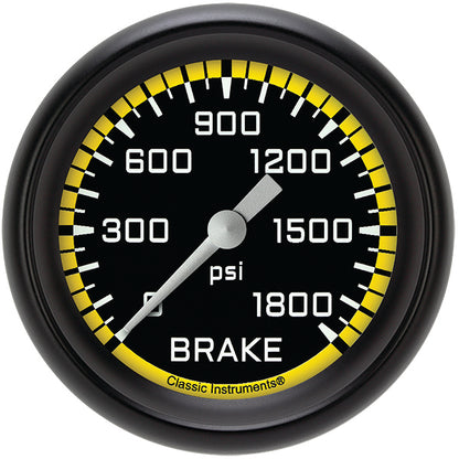 Classic Instruments AX367YBPF Autocross Yellow 2 5/8" Brake Pressure Gauge