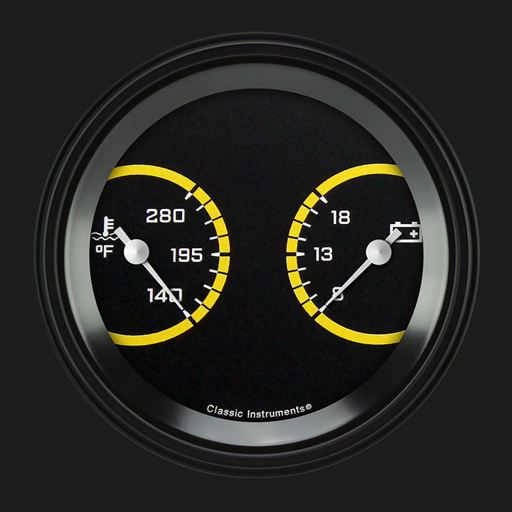 Classic Instruments AX74YBLF AutoCross Yellow 3 3/8" Temp & Volt Dual