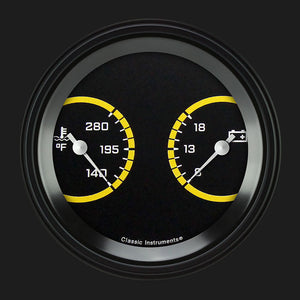 Classic Instruments AX74YBLF AutoCross Yellow 3 3/8" Temp & Volt Dual
