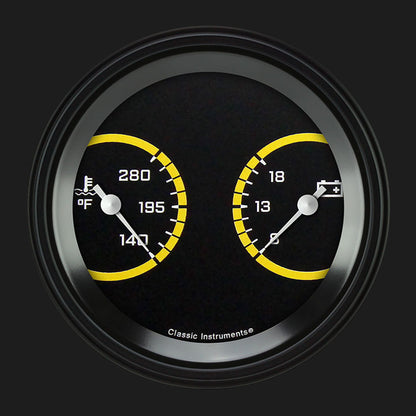 Classic Instruments AX74YBLF AutoCross Yellow 3 3/8" Temp & Volt Dual