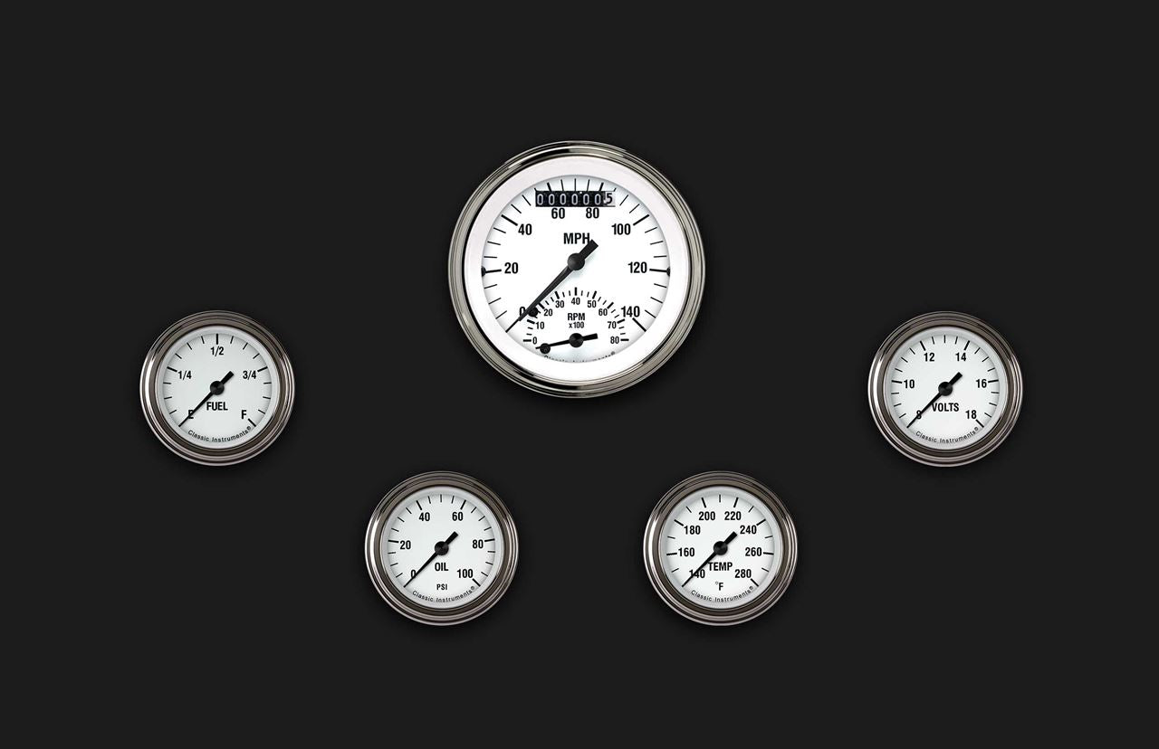 Classic Instruments WH135SLF White Hot Five Gauge Set 135