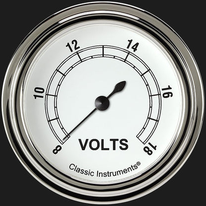 Classic Instruments CW330SLF Classic White 2 5/8" Voltage Gauge