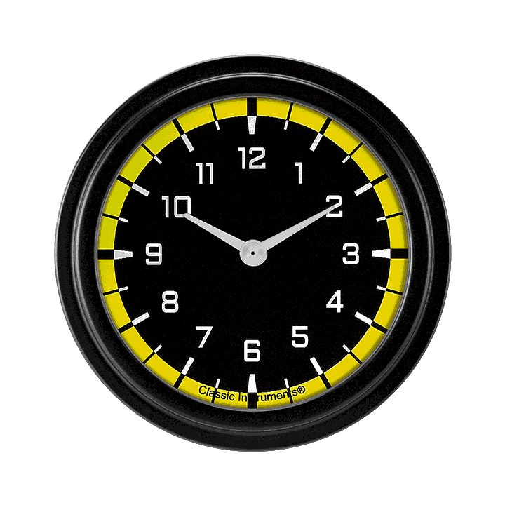 Classic Instruments AX92YBLF AutoCross Yellow 2 5/8" Clock
