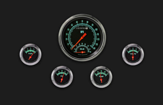 Classic Instruments GS65SLF G-Stock - 5 Gauge Set 4-5/8" Speedtachular & 2-1/8" Fuel, Oil, Temp, Volts