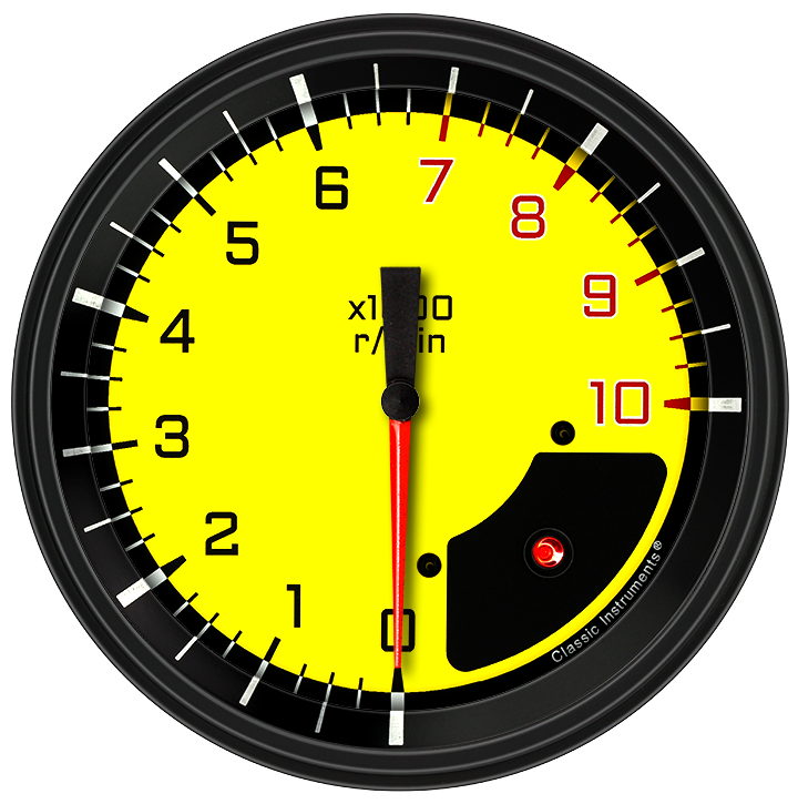 Classic Instruments AX71YBLF Autocross Yellow - Tachometer 8K RPM 4-5/8"