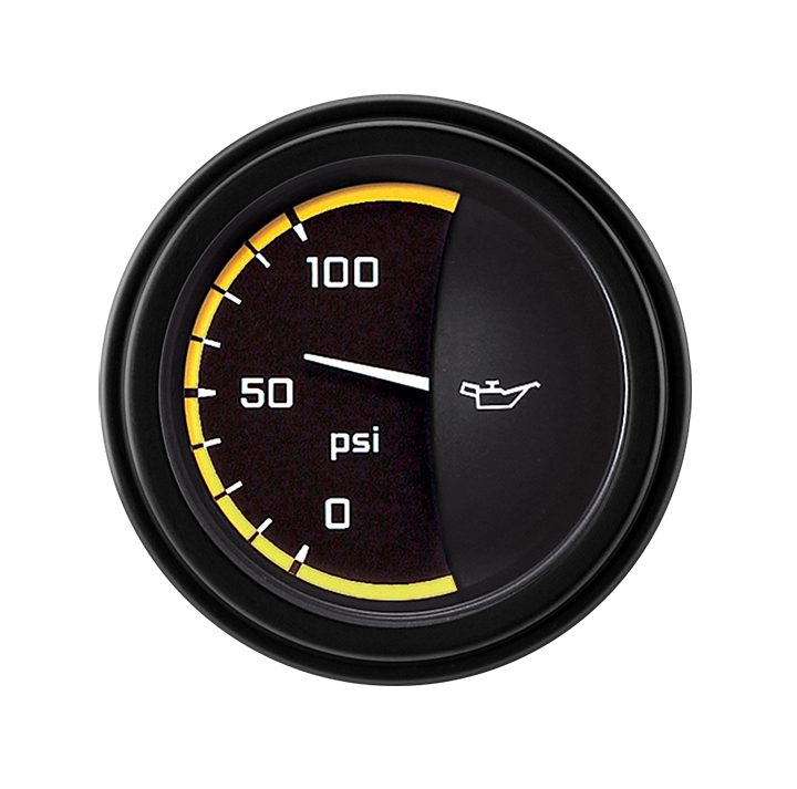 Classic Instruments AX81YBLF Autocross Yellow - Oil Pressure Gauge 2-1/8"