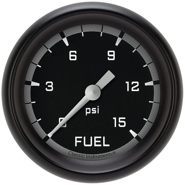 Classic Instruments AX345GBPF Autocross Gray 2 5/8" Fuel Pressure Gauge, 15 ps
