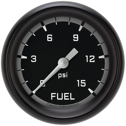 Classic Instruments AX345GBPF Autocross Gray 2 5/8" Fuel Pressure Gauge, 15 ps