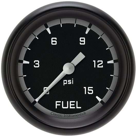 Classic Instruments AX345GBPF Autocross Gray 2 5/8" Fuel Pressure Gauge, 15 ps